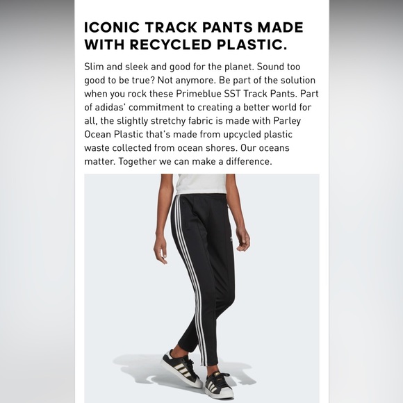 GUC adidas originals PRIMEBLUE SST TRACK PANTS Sz Small three stripe stretch - Picture 4 of 8